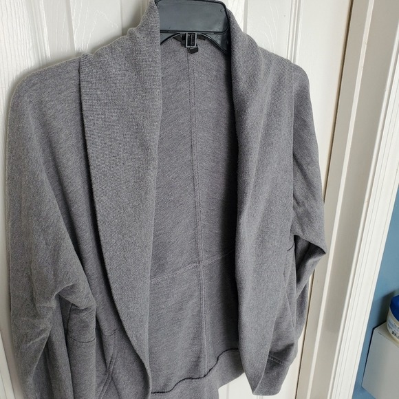 Banana Republic Open Front Cardigan Sweatshirt Gray Relaxed Lounge Shawl Neck XS - Picture 3 of 8